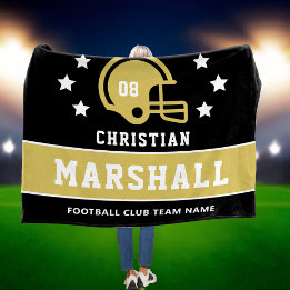 Name des personalisierten Black and Gold Football Fleecedecke