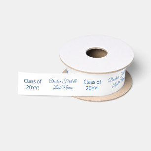 Name des personalisierten Blue White Graduate Clas Satinband