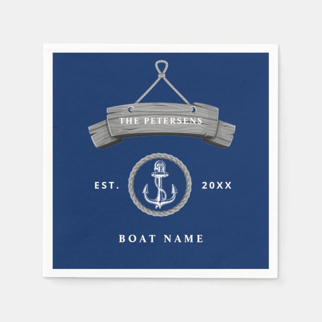 Name des personalisierten Bootes der Seefahrt Serviette (Vorderseite)