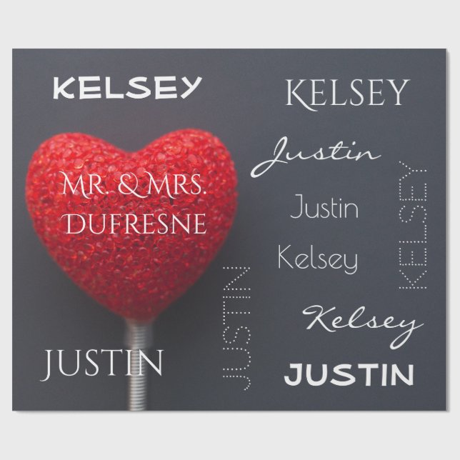 Name des personalisierten Ehepaares Geschenkpapier (Flach)