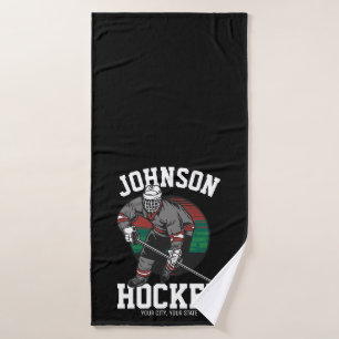 Name des personalisierten Eishockey-Spielerteams Badhandtuch Set