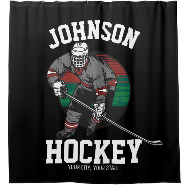 Name des personalisierten Eishockey-Spielerteams Duschvorhang (Vorderseite)