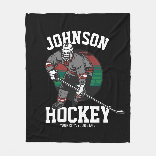 Name des personalisierten Eishockey-Spielerteams Fleecedecke (Vorderseite)