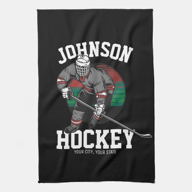 Name des personalisierten Eishockey-Spielerteams Geschirrtuch (Vertikal)