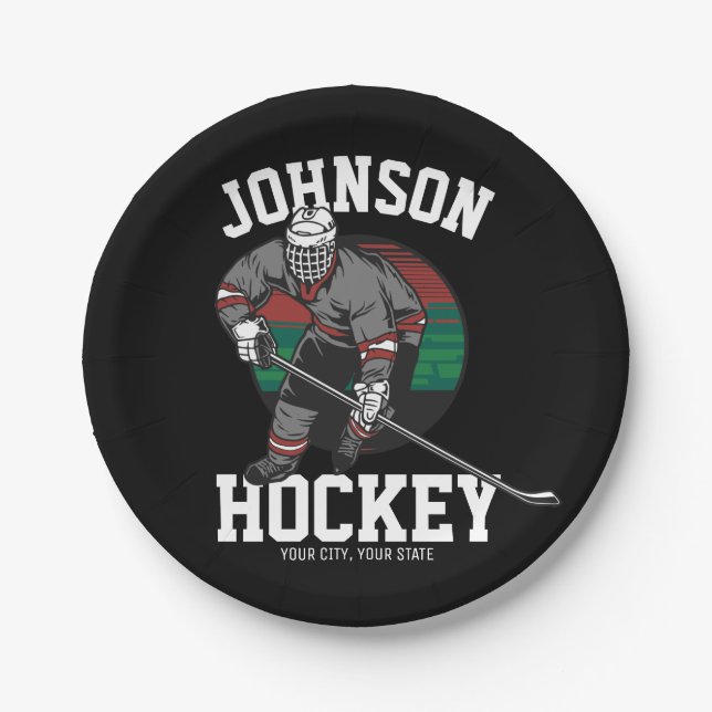 Name des personalisierten Eishockey-Spielerteams Pappteller (Vorderseite)
