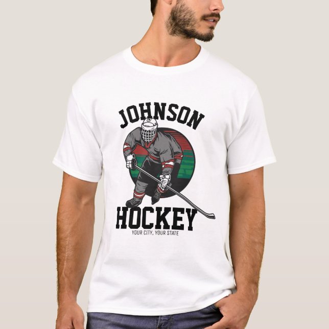 Name des personalisierten Eishockey-Spielerteams T-Shirt (Vorderseite)