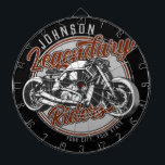 Name des personalisierten Fahrrads Dartscheibe<br><div class="desc">Personalisiertes Motorrad Legendary Rider Biker NAME Shop Garage Design - Passen Sie Ihren Namen oder Ihren eigenen Text an.</div>