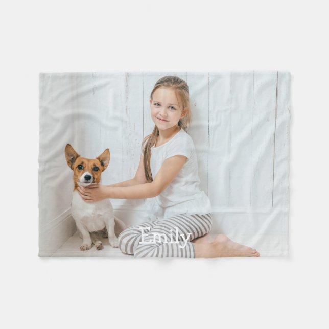 Name des Personalisierten Fotos für modernen Spaß Fleecedecke (Vorderseite (Horizontal))