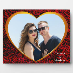 Name des personalisierten Fotos Gold Heart Rot Abs Fotoplatte