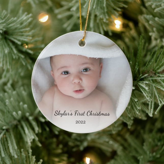 Name des personalisierten Fotos Keramik Ornament (Baum)