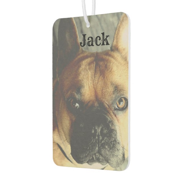 Name des personalisierten Fotos Niedlicher Hund Ha Autolufterfrischer (Links)
