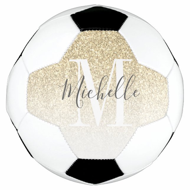 Name des personalisierten Girl-Gold-Glitzer-Monogr Fußball (Vorderseite)