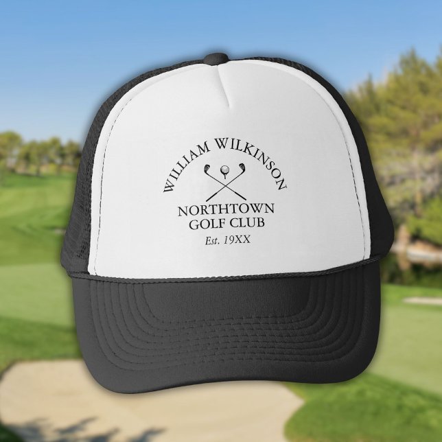 Name des personalisierten Golfklubmitglieds Truckerkappe (Personalized Golf Club Member Name Trucker Hat)