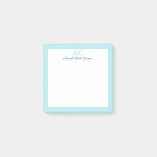 Name des Personalisierten hellblauen Monogramms Post-it Klebezettel