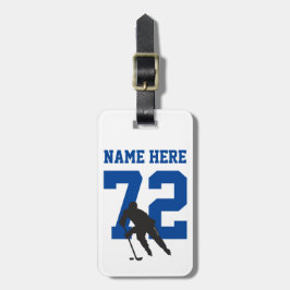 Name des personalisierten Hockey-Spielers blau Gepäckanhänger