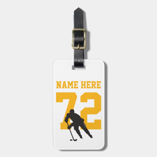 Name des personalisierten Hockey-Spielers: schwarz Gepäckanhänger (Vorderseite vertikal)