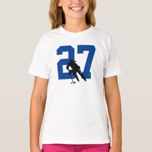 Name des personalisierten Hockeyspielers Blue T-Shirt