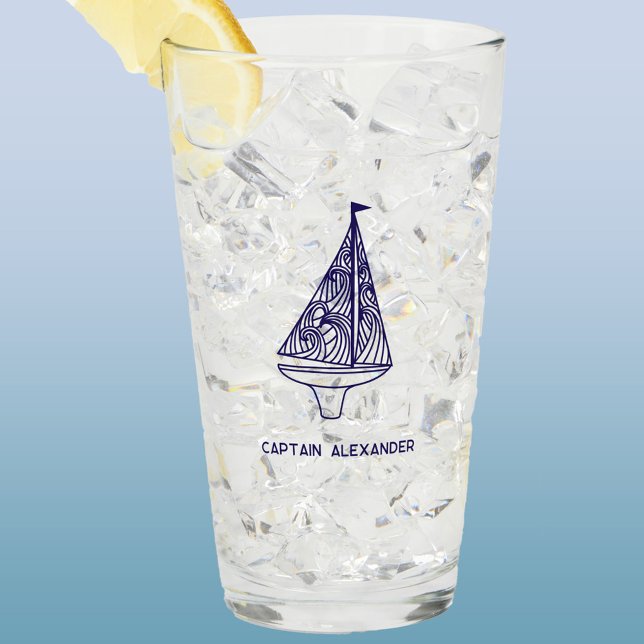Name des Personalisierten Kapitäns Glas (Personalized sailing boat yacht captain custom name glass tumbler)