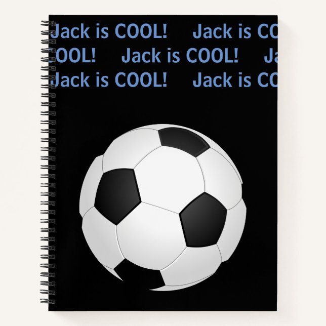 Name des personalisierten Kindes "ist Cool" Fußbal Notizbuch (Vorderseite)