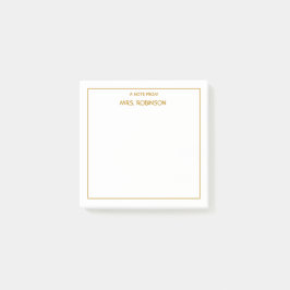 Name des personalisierten Lehrers Berufliches Gold Post-it Klebezettel