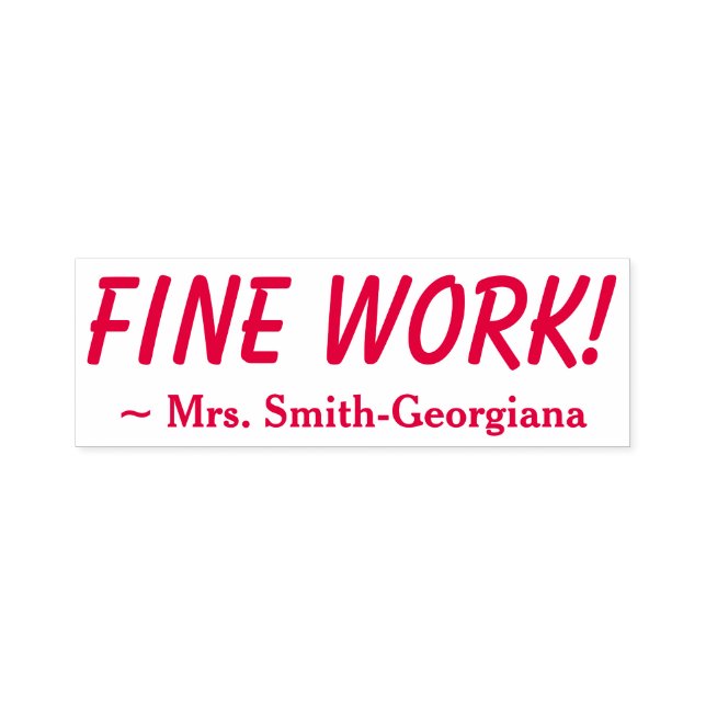 Name des personalisierten Lehrers + "FEINE ARBEIT! Permastempel (Design)