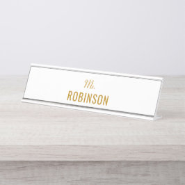 Name des personalisierten Lehrers: Gold-Script Min Schreibtischnamensplakette