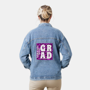 Name des personalisierten Lila Leopard-Druckstudiu Jeansjacke