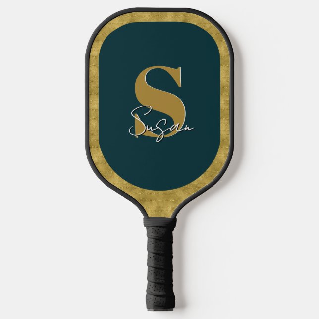Name des personalisierten Monogram-Skripts Pickleball Schläger (Vorderseite)