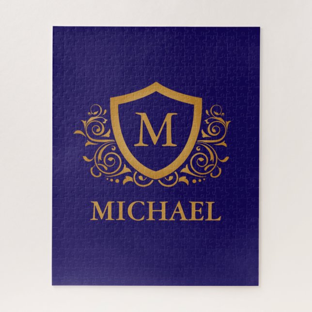 Name des Personalisierten Monogramms für Navy Blue (Vertikal)