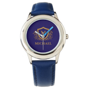 Name des Personalisierten Monogramms für Navy Blue Armbanduhr