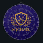 Name des Personalisierten Monogramms für Navy Blue Dartscheibe<br><div class="desc">Navy Blue und Gold Personalisiert Stylish Monogram Name. Für weitere Anpassungen klicken Sie bitte auf die Schaltfläche "Anpassen" und verwenden Sie unser Designwerkzeug,  um diese Vorlage zu ändern.</div>