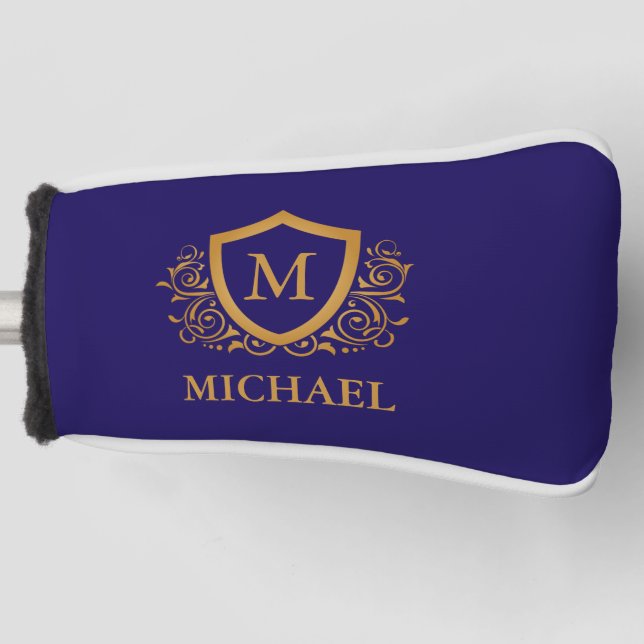 Name des Personalisierten Monogramms für Navy Blue Golf Headcover (Vorderseite)