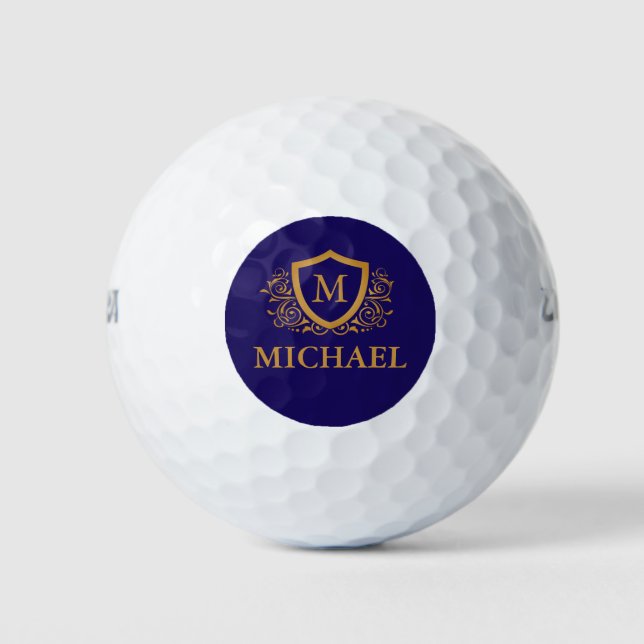 Name des Personalisierten Monogramms für Navy Blue Golfball (Vorderseite)