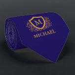 Name des Personalisierten Monogramms für Navy Blue Krawatte<br><div class="desc">Navy Blue und Gold Personalisiert Stylish Monogram Name. Für weitere Anpassungen klicken Sie bitte auf die Schaltfläche "Anpassen" und verwenden Sie unser Designwerkzeug, um diese Vorlage zu ändern.</div>