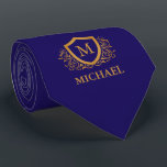 Name des Personalisierten Monogramms für Navy Blue Krawatte<br><div class="desc">Navy Blue und Gold Personalisiert Stylish Monogram Name. Für weitere Anpassungen klicken Sie bitte auf die Schaltfläche "Anpassen" und verwenden Sie unser Designwerkzeug,  um diese Vorlage zu ändern.</div>
