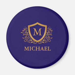Name des Personalisierten Monogramms für Navy Blue Magnet