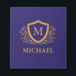 Name des Personalisierten Monogramms für Navy Blue Notizblock<br><div class="desc">Navy Blue und Gold Personalisiert Stylish Monogram Name. Für weitere Anpassungen klicken Sie bitte auf die Schaltfläche "Anpassen" und verwenden Sie unser Designwerkzeug,  um diese Vorlage zu ändern.</div>