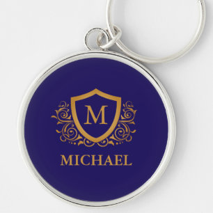 Name des Personalisierten Monogramms für Navy Blue Schlüsselanhänger
