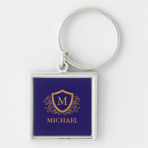 Name des Personalisierten Monogramms für Navy Blue Schlüsselanhänger