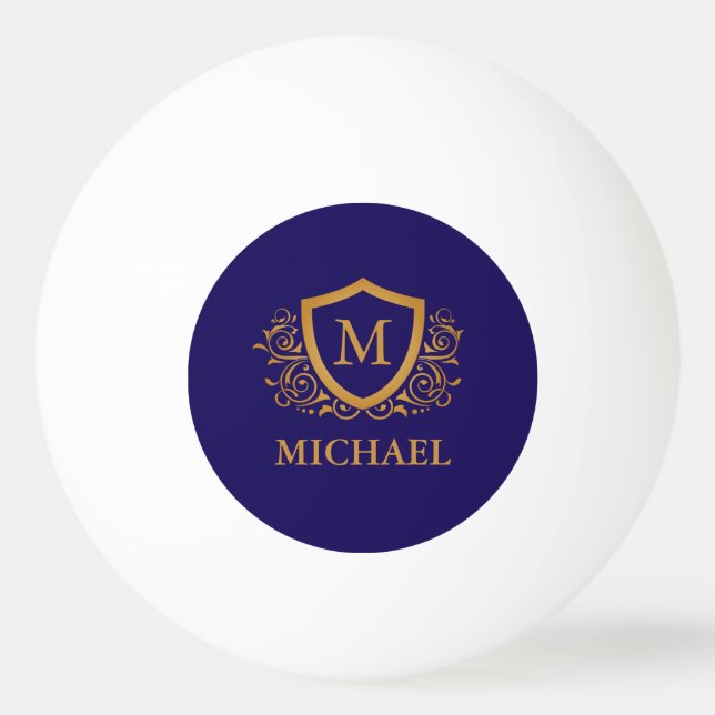 Name des Personalisierten Monogramms für Navy Blue Tischtennisball (Vorderseite)