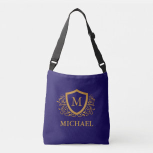 Name des Personalisierten Monogramms für Navy Blue Tragetaschen Mit Langen Trägern