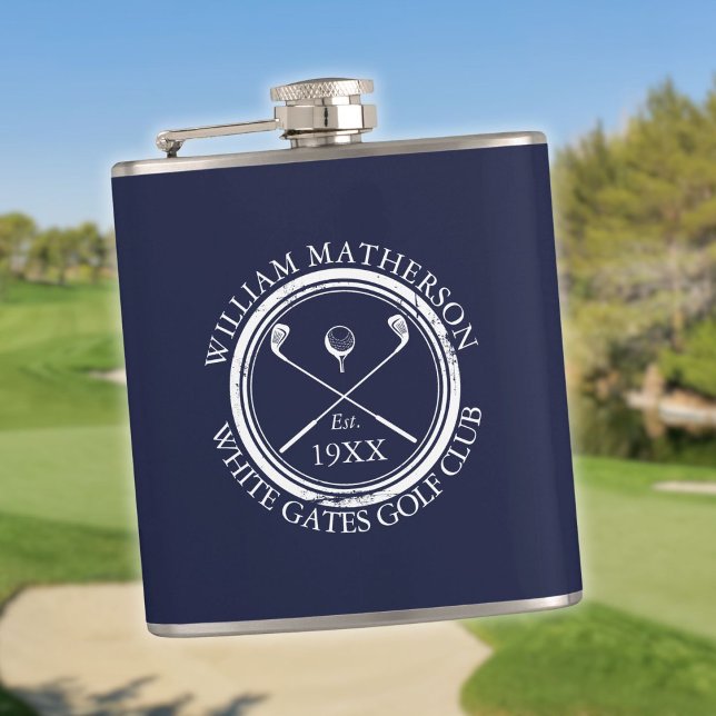 Name des personalisierten Navy Blue Golf Clubs Flachmann (Personalized Navy Blue Golf Club Name Flask)