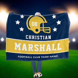 Name des personalisierten Navy Blue Mais Football- Fleecedecke