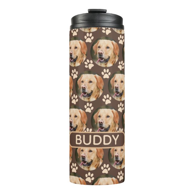 Name des personalisierten Pet-Foto-Musters Thermosbecher (Vorderseite)