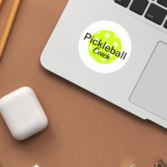 Name des personalisierten Pickleball-Coach Runder Aufkleber (Personalized Pickleball Sticker)