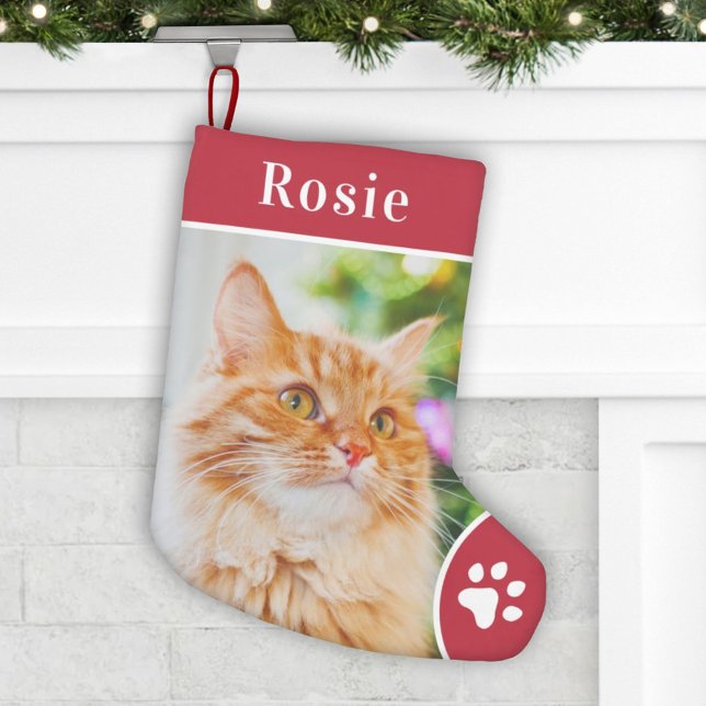 Name des personalisierten roten Fotos Kleiner Weihnachtsstrumpf (Von Creator hochgeladen)