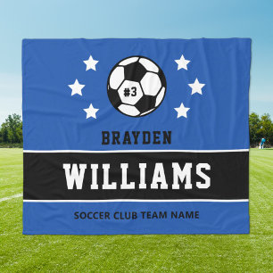 Name des personalisierten Royal Blue Soccer Player Fleecedecke