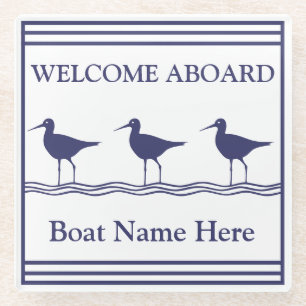 Name des personalisierten Schiffes Nautic Navy Blu Glasuntersetzer