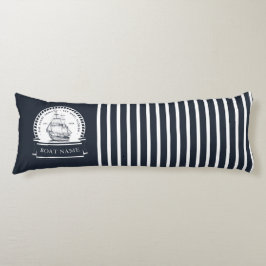 Name des Personalisierten Schiffes Navy Blue Nauti Seitenschläferkissen