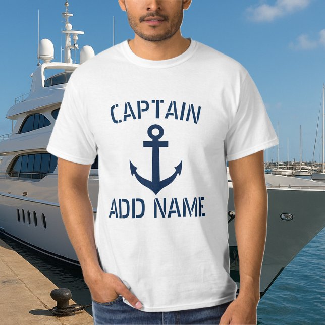 Name des personalisierten Schiffskapitäns an Shirt (boat captain t shirt)